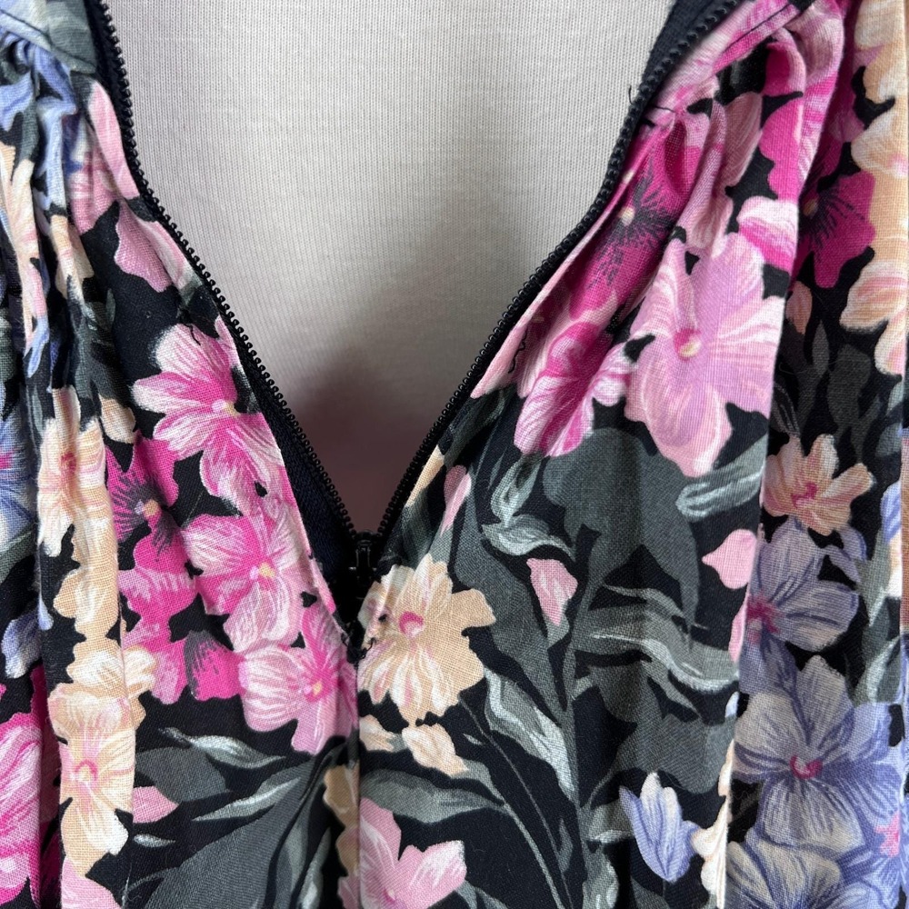 Vintage 90s Floral Criss Cross Back Midi Dress with Pockets - Picture 6 of 6